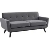 Engage Loveseat in Tufted Gray Velvet & Black Wood Legs