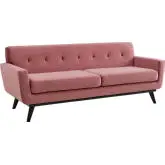 Engage Sofa in Tufted Rose Velvet & Black Wood Legs