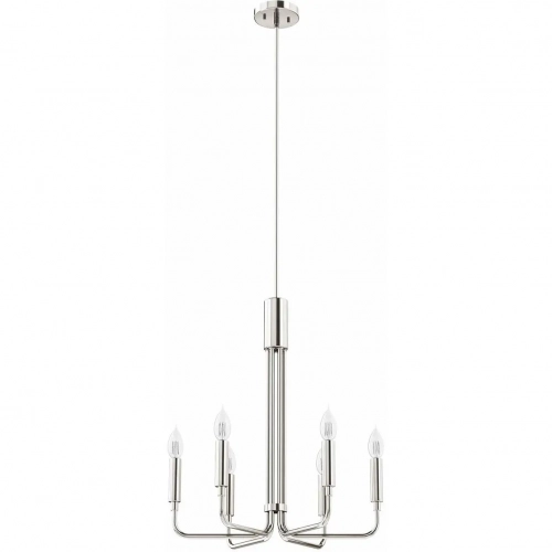 Rekindle 6 Light Chandelier in Polished Nickel Iron Metal