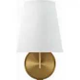 Surround Wall Sconce in Satin Brass Metal & White Fabric