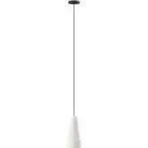 Beacon 1 Light Ceiling Pendant Light in Black Metal & Opal Glass