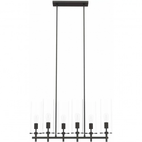 Skylark 6 Light Chandelier in Black Iron & Clear Glass