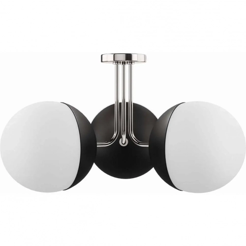 Stellar 3 Light Semi Flush Ceiling Light in Polished Nickel & Opal Frosted Glass