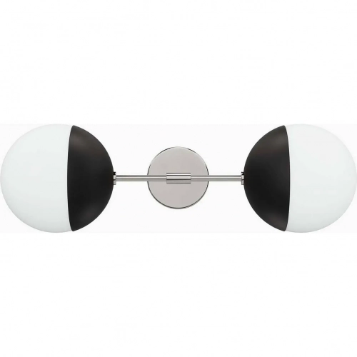 Stellar 2 Light Wall Sconce in Polished Nickel & Opal Frosted Glass