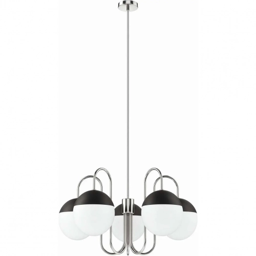 Stellar 5 Light Chandelier in Polished Nickel & Opal Frosted Glass