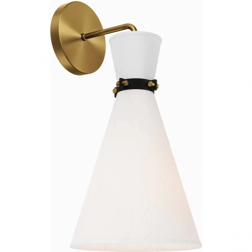 Starlight 1 Light Wall Sconce in Satin Brass & White Fabric