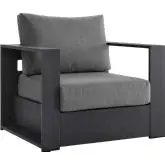 Tahoe Outdoor Accent Arm Chair in Gray Metal & Charcoal Gray Fabric