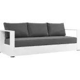 Tahoe Outdoor Sofa in White Metal & Charcoal Gray Fabric