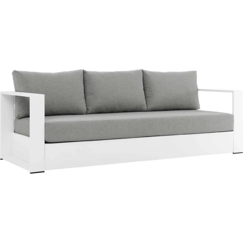 Tahoe Outdoor Sofa in White Metal & Gray Fabric