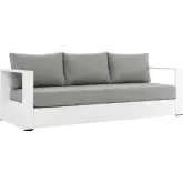 Tahoe Outdoor Sofa in White Metal & Gray Fabric