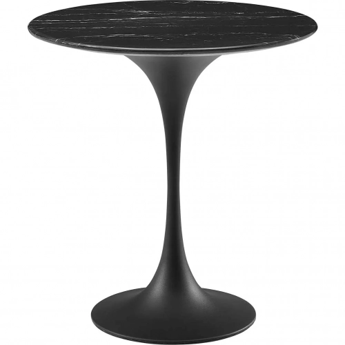 Lippa 20" Round Side Table in Black Faux Marble & Black Metal