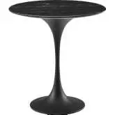 Lippa 20" Round Side Table in Black Faux Marble & Black Metal