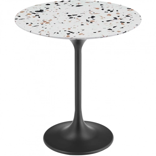 Lippa 20" Round Side Table in Terrazzo & Black Metal