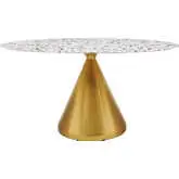 Tupelo 60" Oval Dining Table in White Terrazzo & Gold