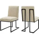 Indulge Dining Chair in Channel Tufted Beige Fabric (Set of 2)