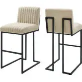 Indulge Bar Stool in Channel Tufted Beige Fabric (Set of 2)