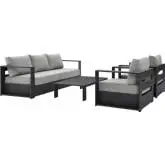 Tahoe Outdoor 4 Piece Sofa Set in Gray Metal & Gray Fabric