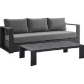 Tahoe Outdoor 2 Piece Sofa Set in Gray Metal & Charcoal Gray Fabric