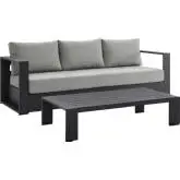 Tahoe Outdoor 2 Piece Sofa Set in Gray Metal & Gray Fabric