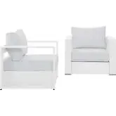 Tahoe Outdoor 2 Piece Accent Arm Chair Set in White Metal & White Fabric