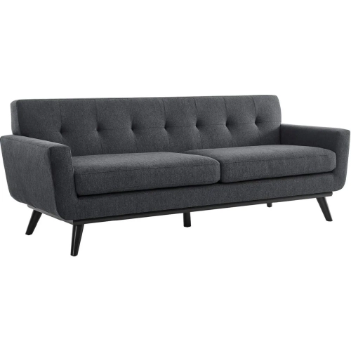 Engage Sofa in Tufted Charcoal Gray Herringbone Fabric