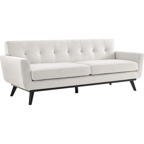 Engage Sofa in Tufted Ivory Herringbone Fabric