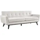 Engage Sofa in Tufted Ivory Herringbone Fabric