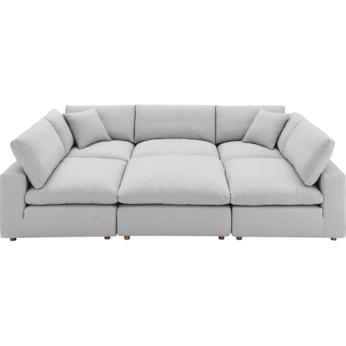 Commix Down Overstuffed 6 Piece Sectional Sofa in Light Gray Fabric