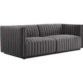 Conjure Loveseat in Channel Tufted Gray Velvet & Black