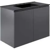 Bryn 36" Wall Mount Bathroom Vanity in Gray w/ Black Sink