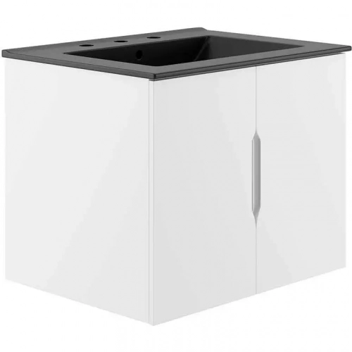 Vitality 24" Bathroom Vanity in White & Black Ceramic