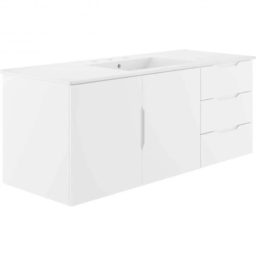 Vitality 48" Single Sink Bathroom Vanity in White Finish & White Ceramic