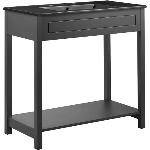 Altura 36" Bathroom Vanity in Gray Finish & Black Ceramic