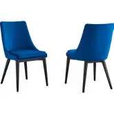 Viscount Dining Chair in Navy Blue Velvet & Black Wood (Set of 2)