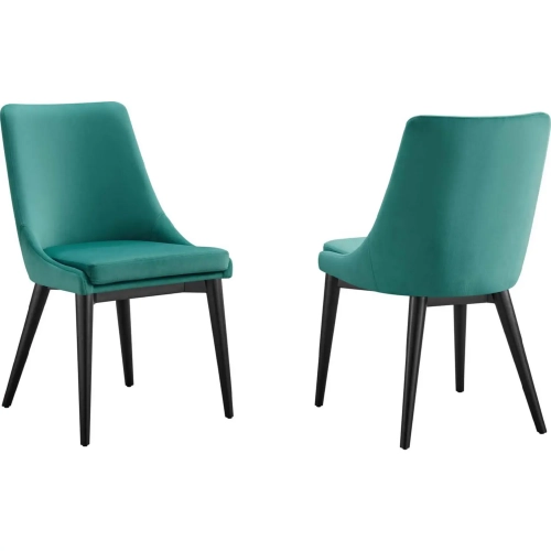 Viscount Dining Chair in Teal Velvet & Black Wood (Set of 2)