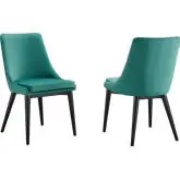 Viscount Dining Chair in Teal Velvet & Black Wood (Set of 2)