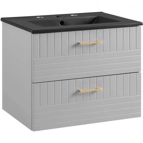 Daybreak 24" Bathroom Vanity in Light Gray & Black Ceramic