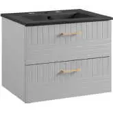 Daybreak 24" Bathroom Vanity in Light Gray & Black Ceramic