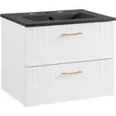 Daybreak 24" Bathroom Vanity in White & Black Ceramic