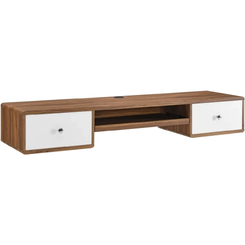 Transmit 60" Wall Mount Desk in Walnut & White Finish