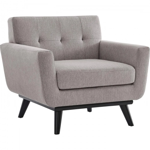 Engage Arm Chair in Tufted Light Gray Herringbone Fabric