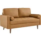 Valour Loveseat in Tan Top Grain Leather & Wood