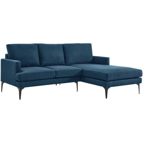 Evermore Sectional Sofa w/ Right Facing Chaise in Azure Blue Fabric