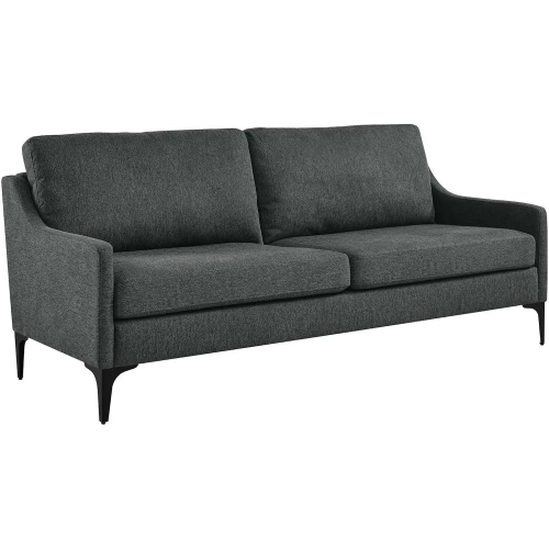 Corland Sofa in Charcoal Gray Fabric & Black Metal