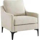 Corland Arm Chair in Beige Fabric & Black Metal