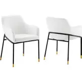 Jovi Dining Arm Chair in White Velvet & Black Metal (Set of 2)