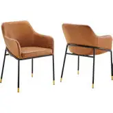 Jovi Dining Chair in Tan Vegan Leather & Black Metal (Set of 2)