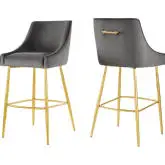 Discern Bar Stool in Gray Velvet & Gold Stainless (Set of 2)