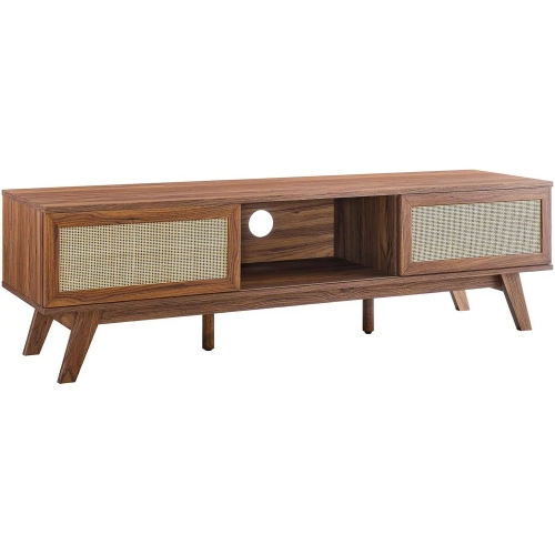 Soma 60" TV Stand in Walnut Finish & Rattan