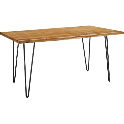 Ardor 60" Dining Table in Live Edge Acacia Wood & Black Hairpin Metal